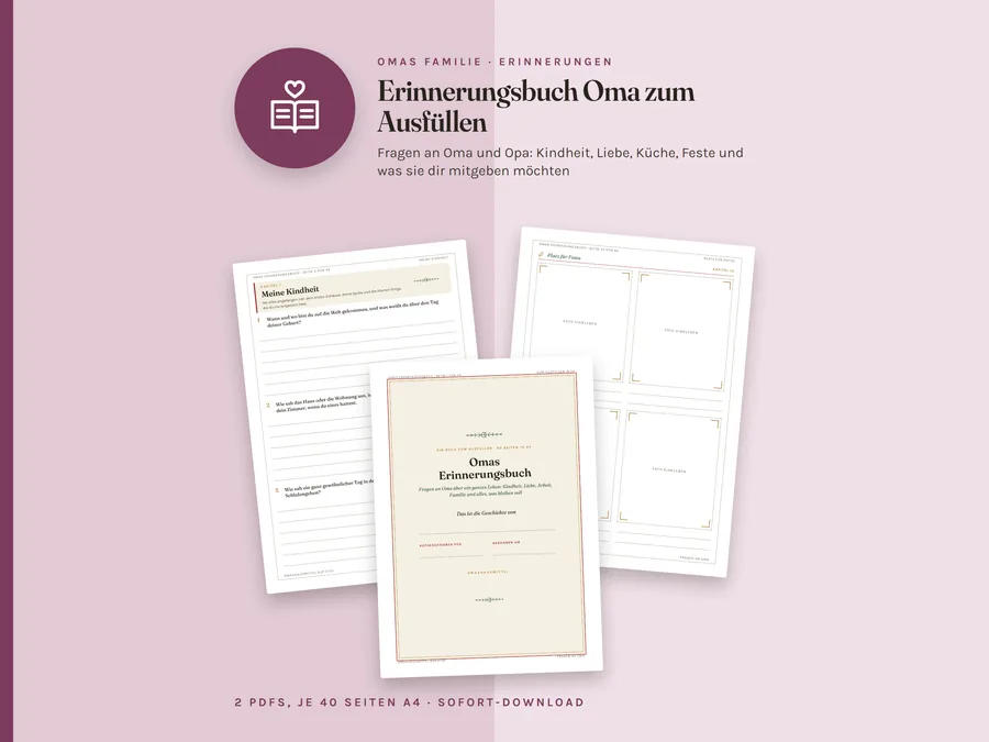 Omas Erinnerungsbuch zum Ausfüllen