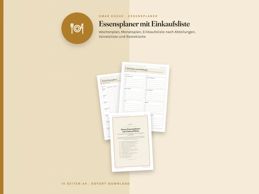 Omas Essensplaner mit Einkaufsliste