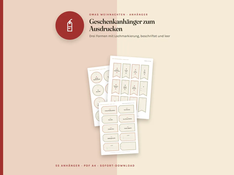 Omas Geschenkanhänger für Weihnachten
