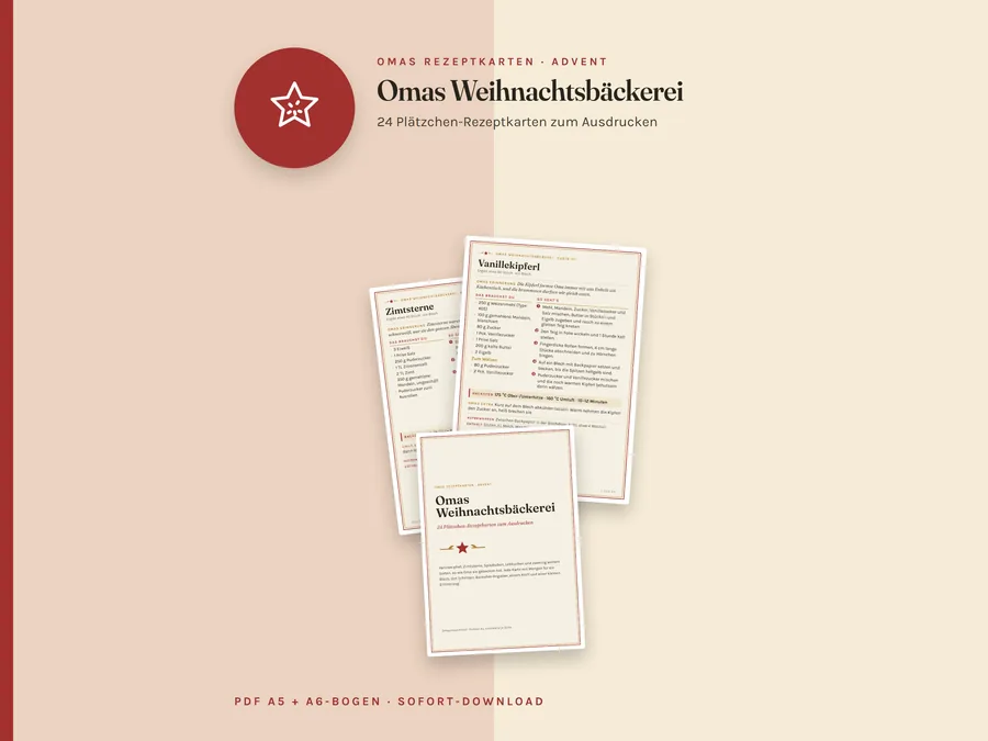 Omas Weihnachtsbäckerei, 24 Plätzchen-Rezeptkarten